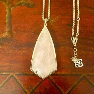 Kendra Scott Rose Quartz pendant Necklace, 14K Gold Plated Over Brass